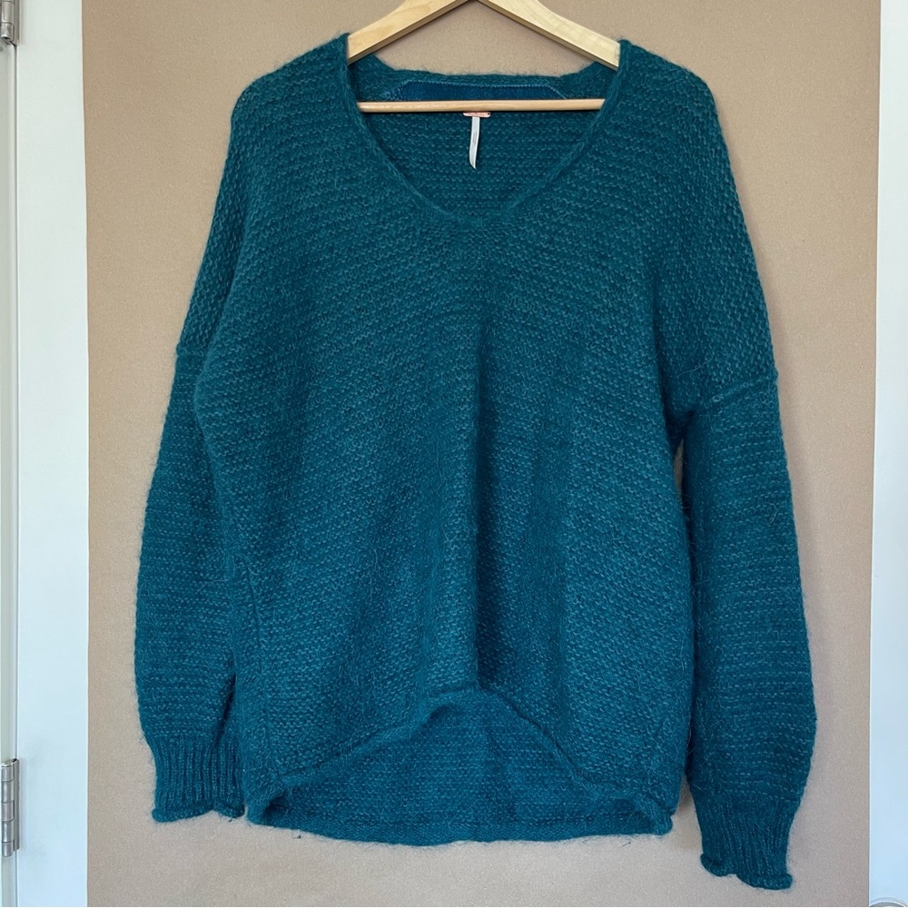 Free People All Mine Women's Alpaca Blend Pullover Knit Teal Sweater Small - Picture 2 of 6